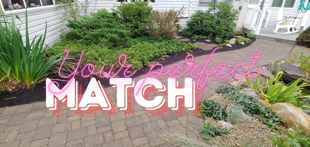 Landscaped brick walkway, perfect match.